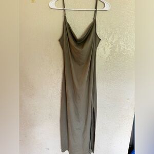 Long Sage Cowl Neck Dress
